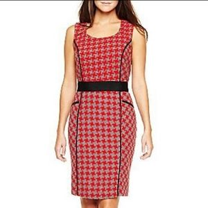 ICE Red & Gray Houndstooth Sleeveless Dress